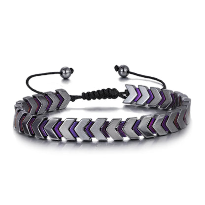 New Hematite Stone Arrow Adjustable Bracelet Men Jewelry Weight Loss Magnetic Therapy Beaded Health Care Bracelets Pulsera Gift