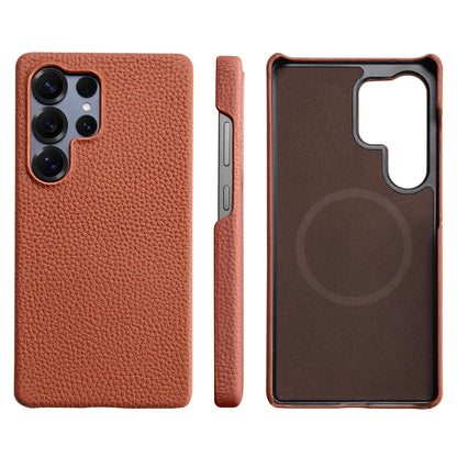 Magsafe Case Samsung - Genuine Cowhide Leather Magnetic Phone Protector for Galaxy S24 Ultra