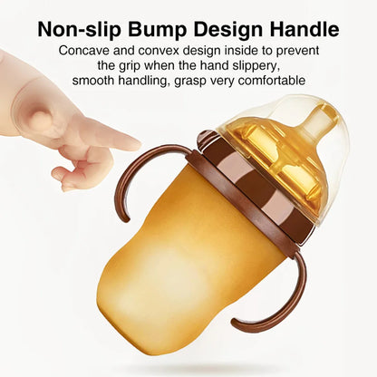 150ML/250ML Portable Baby Bottle Slicone Feeding Bottle With Handle Baby drop-resistant Bottles Newborn Bottle BPA Free