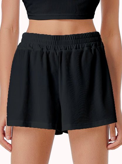 Casual Shorts Women 2024 New Summer Simple Comfortable Elastic Waist Cool Breathable Solid Color Casual Sports Five Quarter Pant