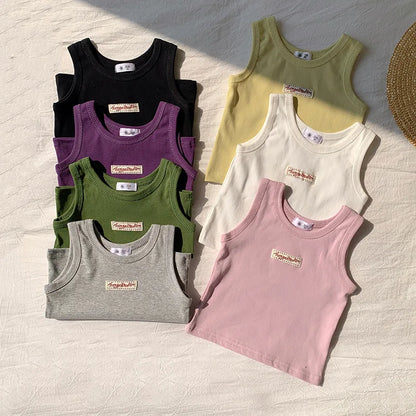 Kids Summer Clothes Sleeveless T-shirt Fashion Children T-shirt For Girls Boys Cotton Vest Tops