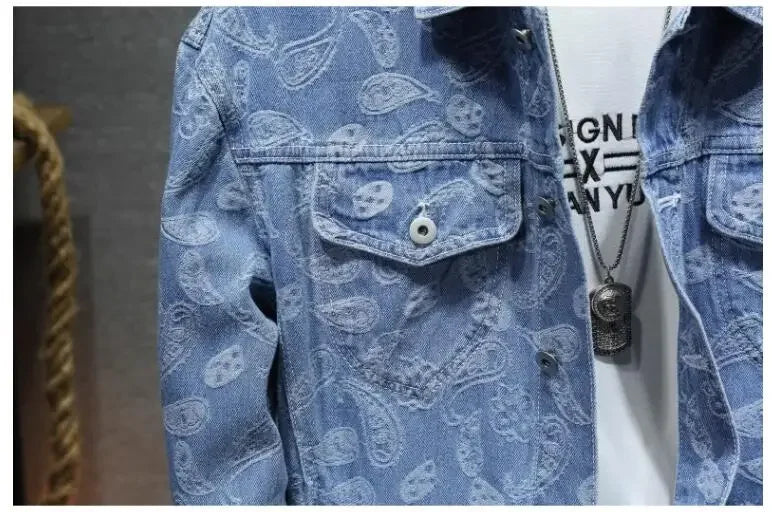2025 New Men Pure Colour Denim Jacket Single-breasted Lapel Daily Casual Simple Coats