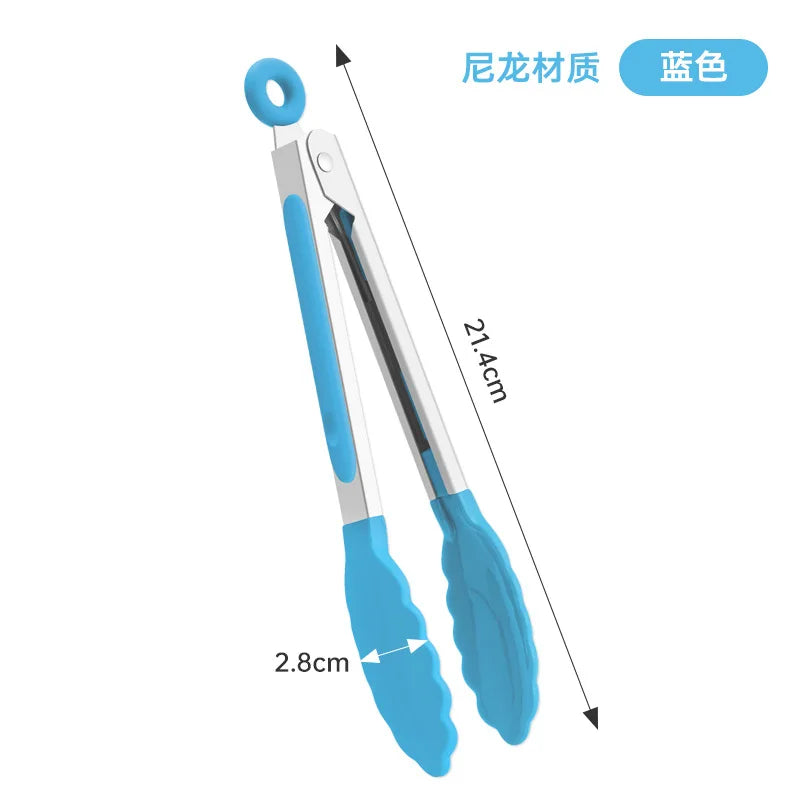 Silicone Kitchen Tongs – Non-Slip Stainless Steel Cooking & BBQ Clamp