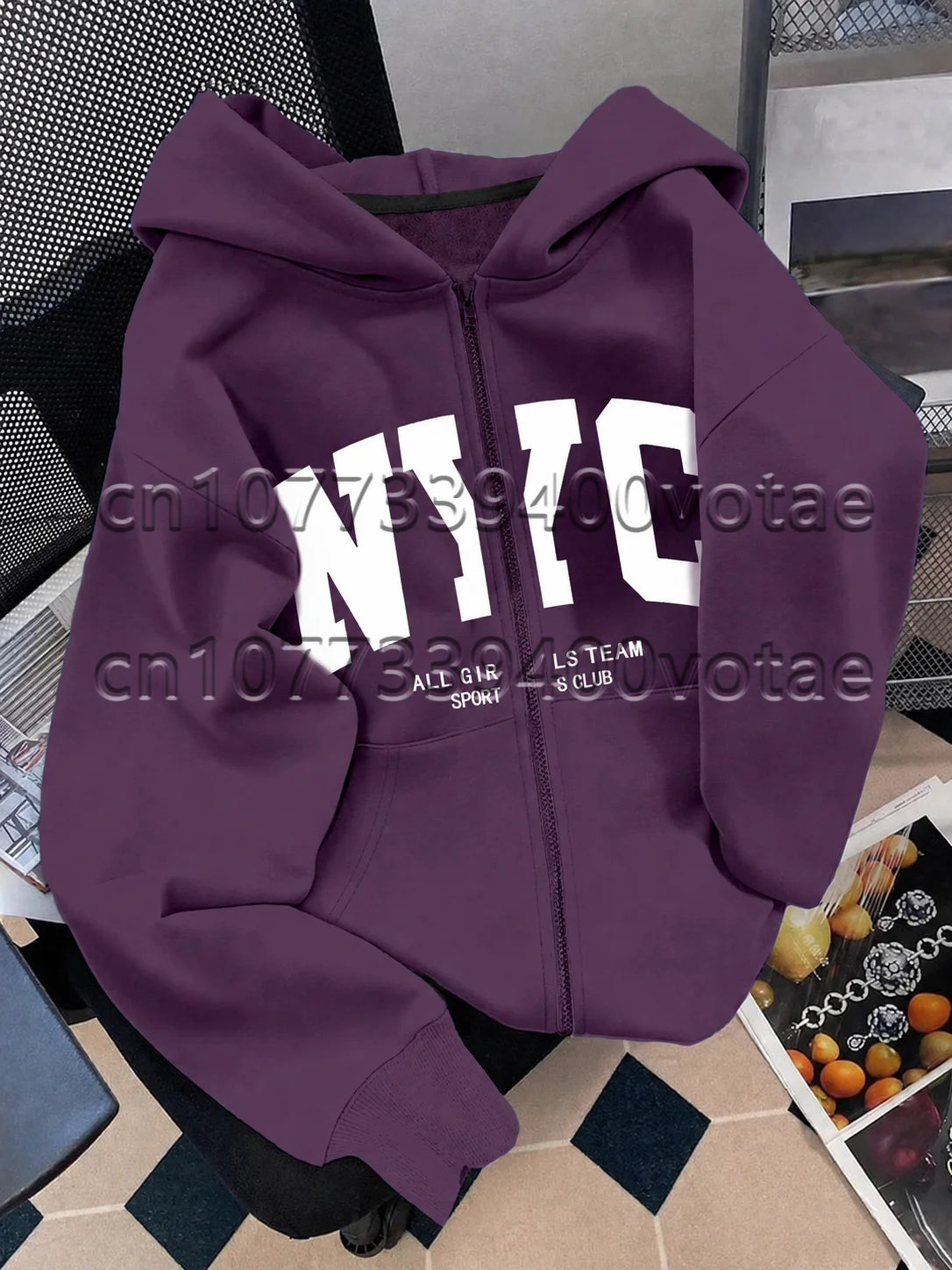 Fashion Letter Zip Up Hoodies Women Autumn Long Sleeve Tops Loose Hood Shirt Harajuku Y2K Clothes Female Sweatshirt Jacket
