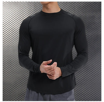Men Compression Shirt - Long Sleeve Running Gym Top With Moisture Wicking Fabric