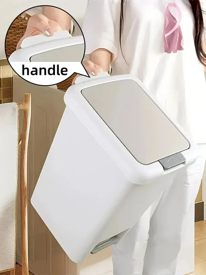 Plastic Foot Pedal Trash Can - Double Opening Bin for Bathroom Kitchen Office