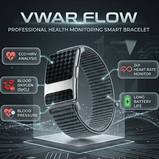 VWAR FLOW ECG Nursing Grade Smart Bracelet HRV Body Fat BMI Smart Band Body Temperature Men Women Health Fitness Tracker Watch
