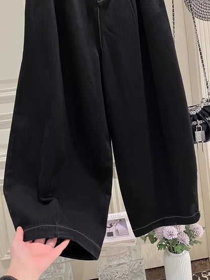Plus Size 5XL 140kg Summer Autumn Ankle-Length Pants Elastic Wasit Wide Leg Jeans for Woman Big size Jeans Oversized Women