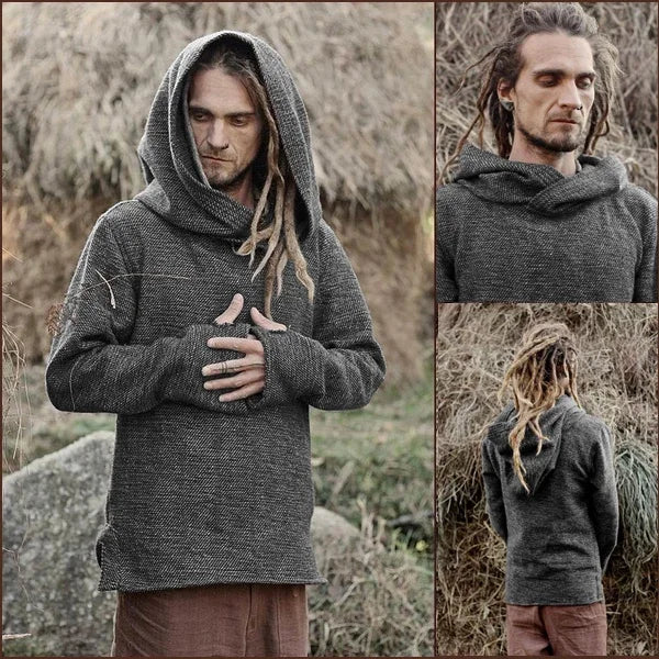 New Men's Fashion Thermal Long Sleeve Sweater Hoodies Vintage Hoodie Men