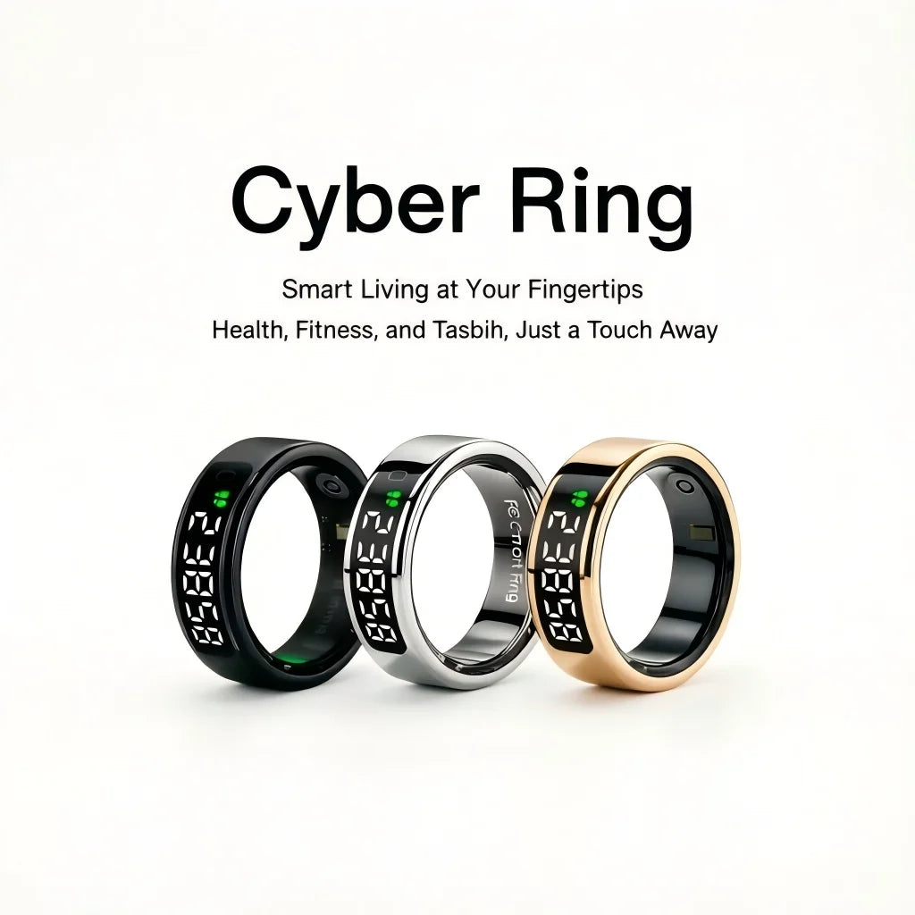 Tasbih Fitness Heart Rate Zikr Counter Display Screen Blood Oxygen Sleep Monitor  Temperature Gesture Control Touch Smart Ring