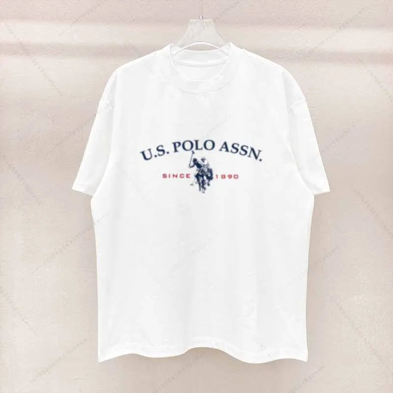 Simple Style Men's Cotton T-shirt Polo Letter Graphic Printing Casual Round Neck Men's Short-sleeved Top Free Shipping
