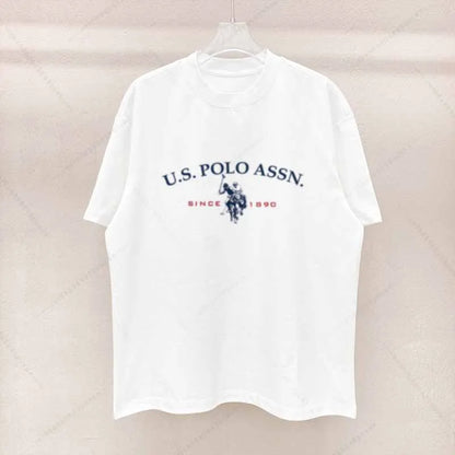 Simple Style Men's Cotton T-shirt Polo Letter Graphic Printing Casual Round Neck Men's Short-sleeved Top Free Shipping