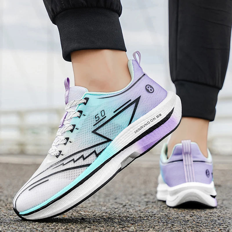 Marathon Men Sports Running Shoes Carbon Board Air Cushion Breathable Lightweight Women's Comfortable Athletic Nonskid Sneakers