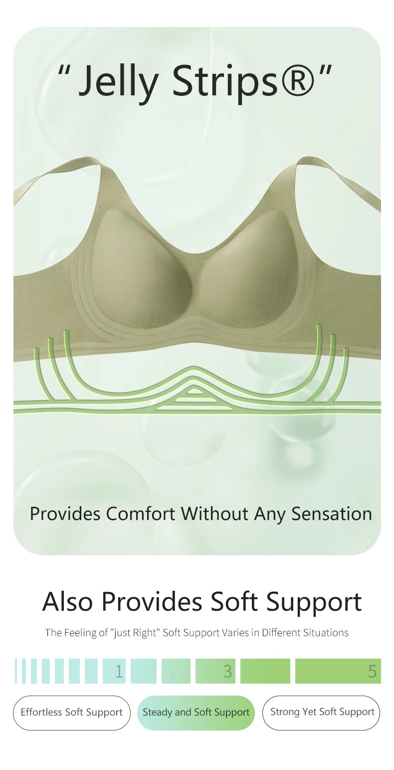 Plus Size Wireless Bra - Seamless Push Up Padded Plunge Bra with Adjustable Straps