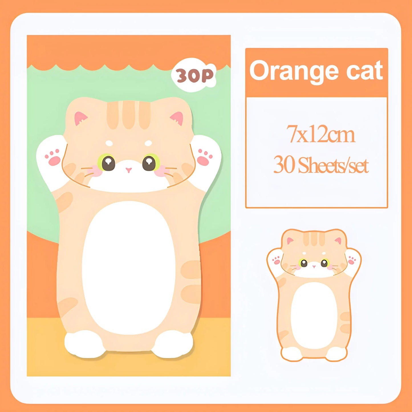 Aesthetic Cat Sticky Notes - Cute Kawaii Memo Pad for Daily Planning