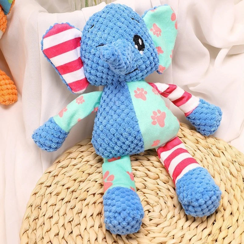 Pet Plush Toy Cute Animals Bite Resistant Interactive Squeaky Dog Chewing Toy Pet Dog Teeth Cleaning Chew Toy Pet Supplies