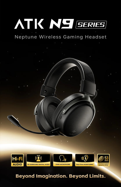 ATK M1 Game Headset Three Mode Wireless Headworn PS5  PC Gaming Headset Microphone Virtual 7.1 Surround Noise Reduction Headset
