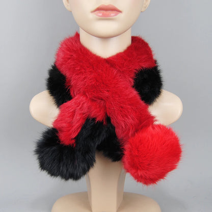 Rabbit Fur Scarf - Genuine Real Natural Fur Muffler for Women Winter Warmth