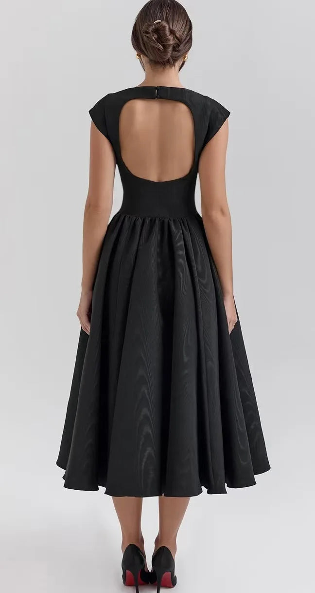 Suninheart New French Style Sexy Backless Sleeveless Pleated Slim Fit Vest Style Dress for Summer 2025
