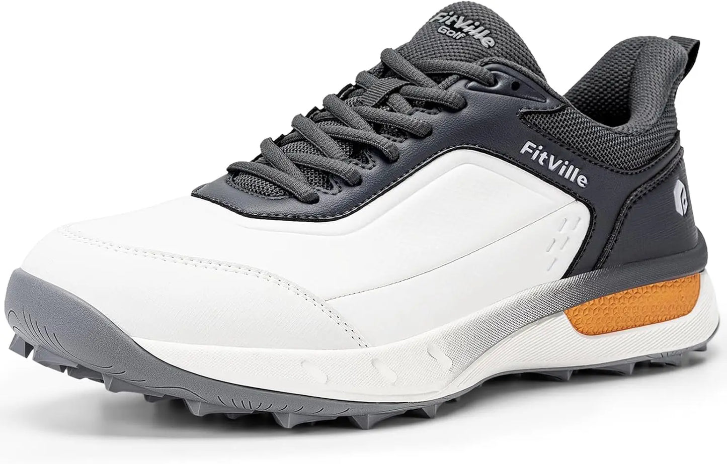 FitVille Men'S Wide Waterproof Spikeless Golf Shoes, High Traction Anti-Slip Sole, Shock Absorption Cushioning Arch Support Professional Golf Trainers, Roomy Toe Box For Wide & Fat Feet