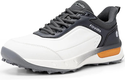 FitVille Men'S Wide Waterproof Spikeless Golf Shoes, High Traction Anti-Slip Sole, Shock Absorption Cushioning Arch Support Professional Golf Trainers, Roomy Toe Box For Wide & Fat Feet