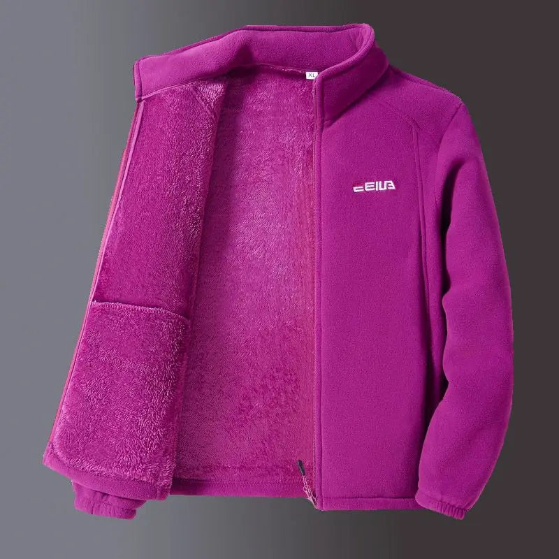 Woman Thickened Zipper Lamb Velvet Sweatshirt Casual Cardigan Embroidery Warm Stand-up Collar Loose Jacket Windproof Sweatshirt