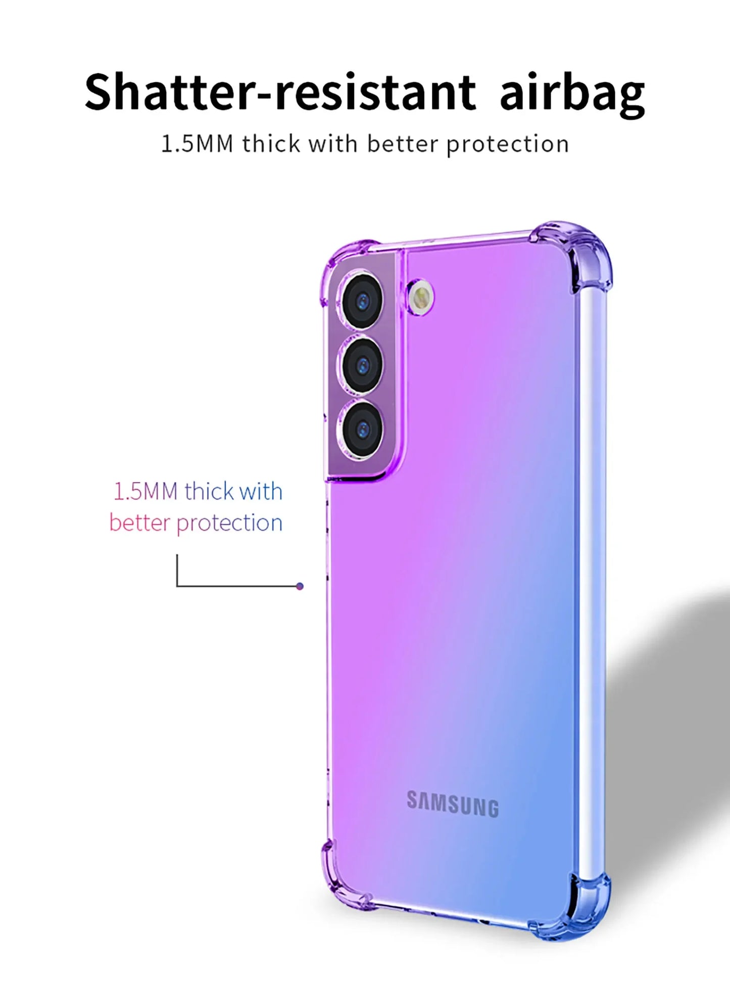 Gradient Airbag Shockproof TPU Case for Samsung Galaxy S26 Ultra S25 Edge S24 S23 FE S23 S22 Plus S21 Protective Cover Funda