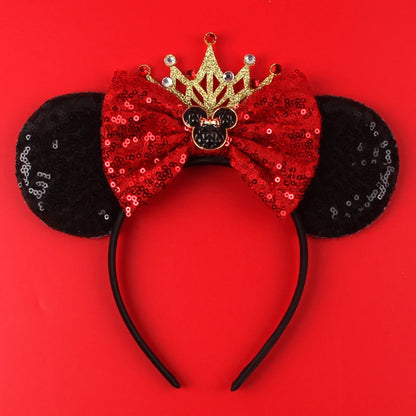 Mickey Mouse Ears Headband - Sequin Hair Bow for Halloween Festival and Cosplay
