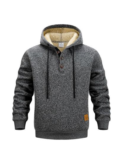 Men's Winter Hoodie - Thick Fleece Sweatshirt With Adjustable Drawstring Hood