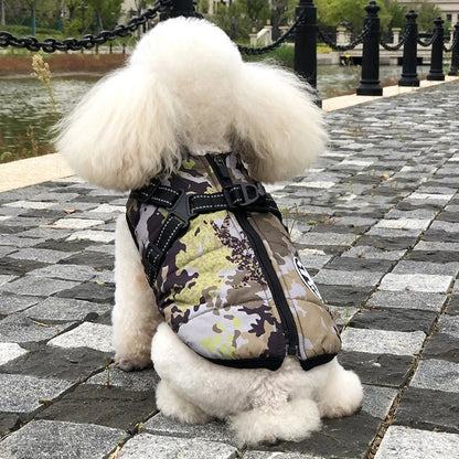 Winter Dog Clothes with Harness Waterproof Warm Pet Dog Cotton Jacket for Small Large Dogs Puppy Clothing French-Bulldog Coat