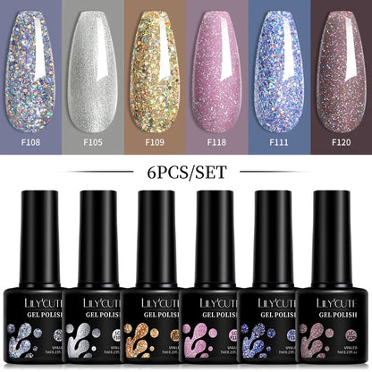 Gel Nail Polish Set - 6Pcs 7ML UV Gel Varnish | Bright Pink Semi Permanent Soak Off