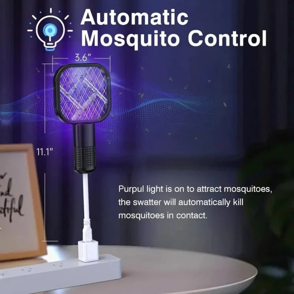 2-in-1 USB Mosquito Killer Lamp Electric Mosquito Swatter Purple Light Mosquito Trap Portable Insect Killer for Home Outdoor Cam