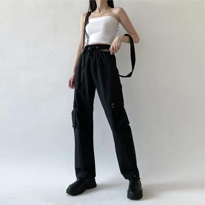 Women Y2K Streetwear Cargo Pants Vintage Fashion High Waist Baggy Trousers Female Loose Sweatpants Wide Leg Joggers Trousers