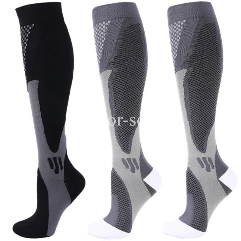 Compression Sports Socks - 3 Pairs Anti Slip Knee High Socks for Football & Basketball