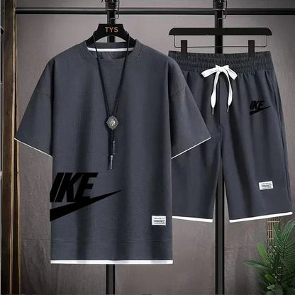 New summer men's casual short-sleeved T-shirt and shorts sportswear set, outdoor men's breathable jogging shorts 2-piece set