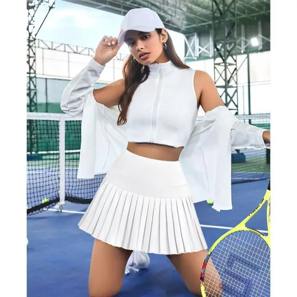Summer Candy Color Running Shorts Side Pocket False 2 Pieces Tennis Mini Skirt Cooling Quick Dry Breathable Yoga Skirt Women