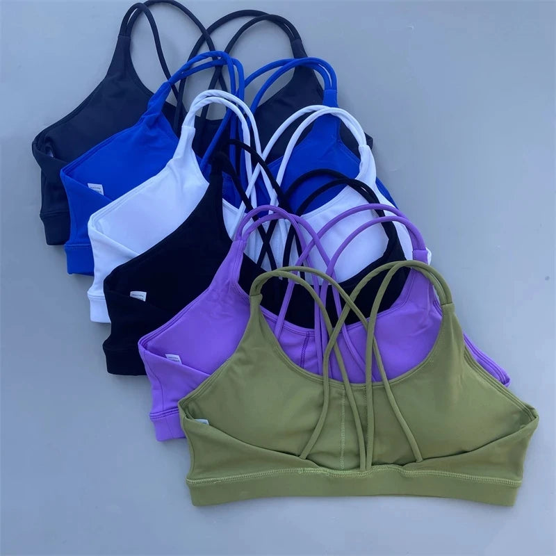 Women Fitness Bra - High Support Cross Back Sports Top With Chest Pad