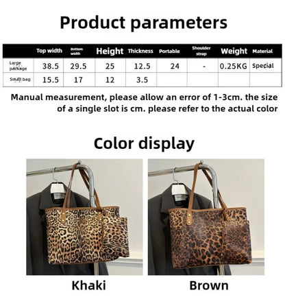 Leopard Print Tote Bag - Women's PU Leather Large Capacity Casual Travel Purse