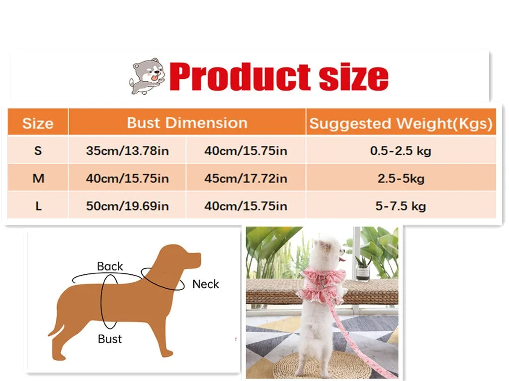 Pets Coller Harness Small Medium Dog Chihuahua Pomeranian Accessories Ins Style Collar with Strap Floral Puppy Leash Pet Harness