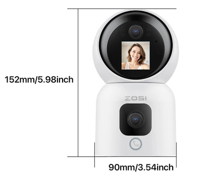 ZOSI C528 6MP/4MP HD Dual-Lens Indoor WiFi Security Camera Plug-in 360° Views Pan/Tilt Home Surveillance Baby/Pet Dog Monitor
