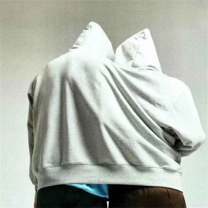 Mens Womens Two Person Ugly Hoodie Intimate  Loose Solid Sweatshirt One-Piece Couples Pullover Holiday Party Jumpers Tops