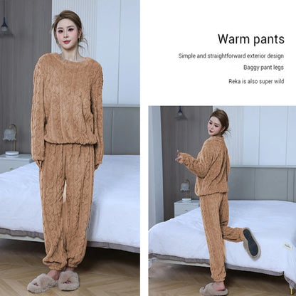 Ultra Soft Warm Coral Fleece Pajama Set Lightweight Fluffy Winter Loungewear Sleepwear For Women Cozy Home Suit Winter Style New