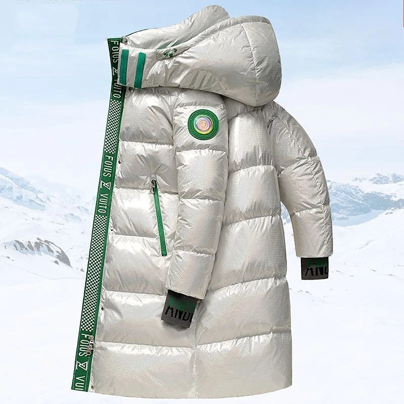 Unisex Winter Down Jacket with Waterproof Design Plus Size Long Overcoat for Couples Warmth Style