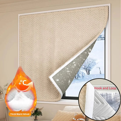 Velcro Curtain Nordic Style Thickened Cotton Thermal Insulated Window Drapes - Living Room Bedroom Balcony