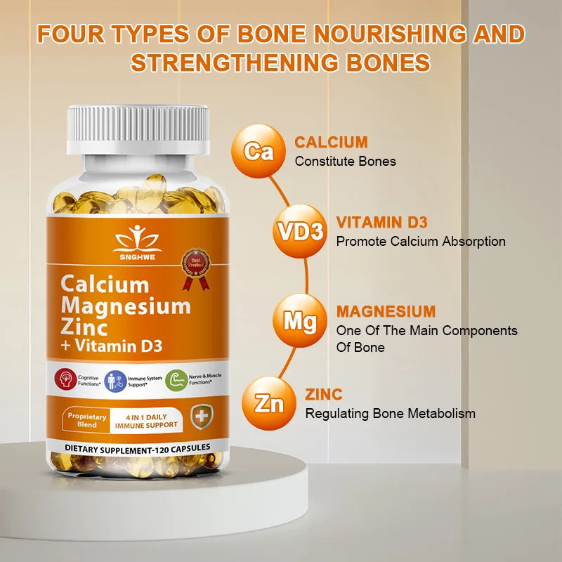 Calcium Magnesium Zinc Capsule Vitamin/Mineral Mixed Supplement - Gluten Free, Non Genetically Modified