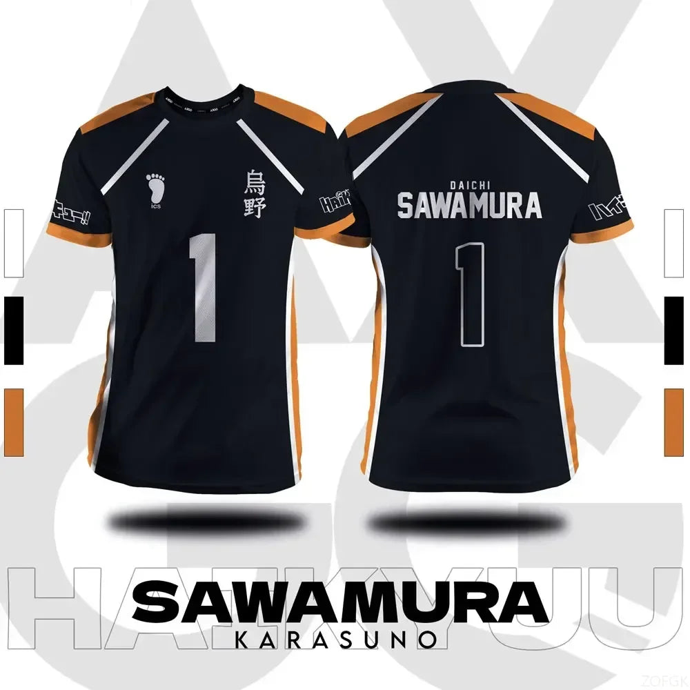Haikyuu Fukurodani Hinata Cartoon Anime Cosplay Men Jersey Summer Short Sleeve Children Tee Top 2025 New Fashion
