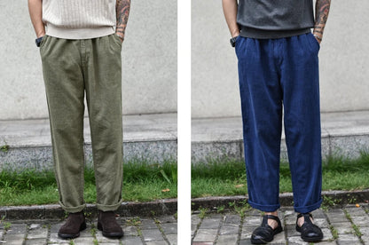 Sauce Zhan Men Pants Ramie Pants Men Summer Breathable Casual Pants Ankle-length Loose Fit Taper Leg