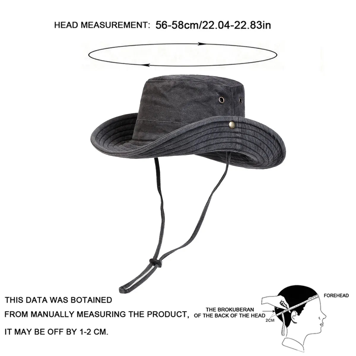 Washed Cotton Bucket Hat – Men's Wide Brim Casual Sun Hat