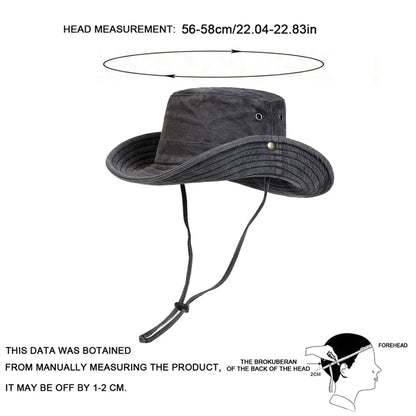 Washed Cotton Bucket Hat – Men's Wide Brim Casual Sun Hat
