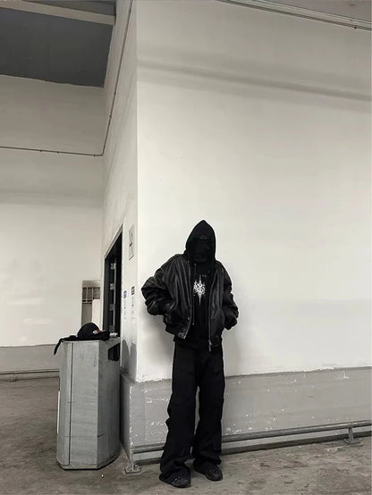 Mauroicardi Autumn Winter Oversized Cool Black Thickened Warm Pu Leather Jacket Men Hood Luxury Designer Fake 2 Clothes